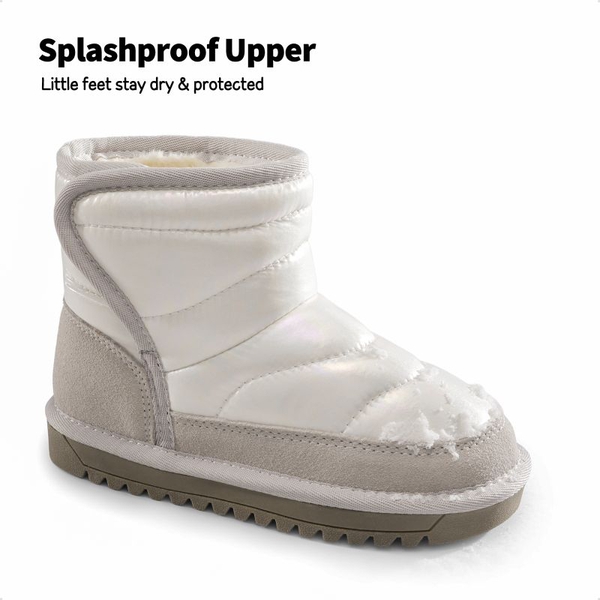 Kids Faux Fur Ankle Snow Boots - IVORY-GREY - 4